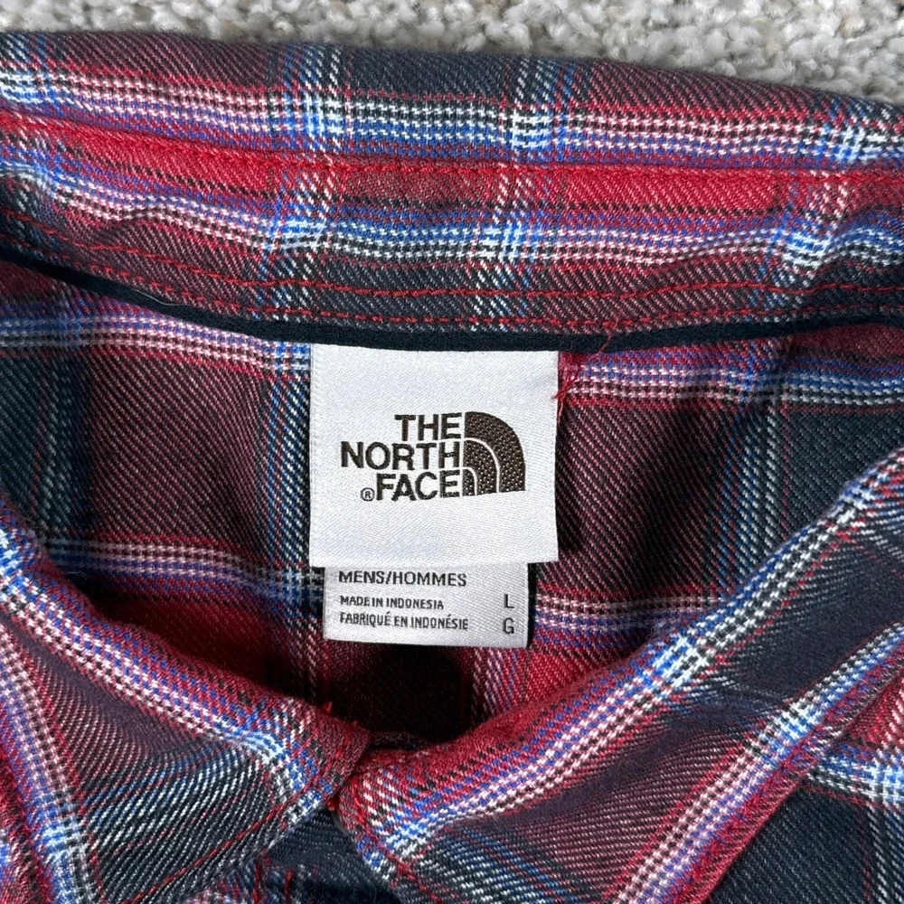 The North Face Shirt Mens Large‎ Red Black Plaid Button Up Long Sleeve